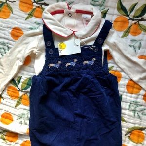 Boden corduroy overalls set NWT 18-24 smocked